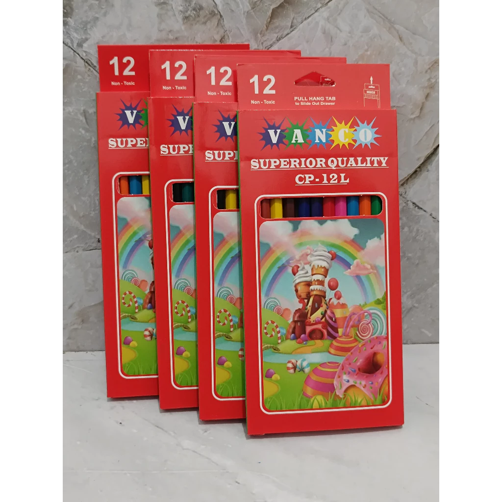 SATU SET ( 12 WARNA ) Colour Pencil Pensil Warna Vanco CP - 399 12 Warna Panjang