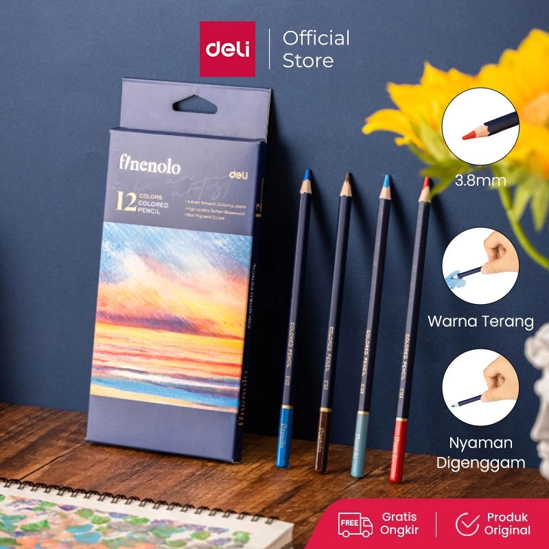 Deli Finenolo Pensil Warna Premium / Colored Pencil 3.8mm Lead Warna Sangat Terang EC131
