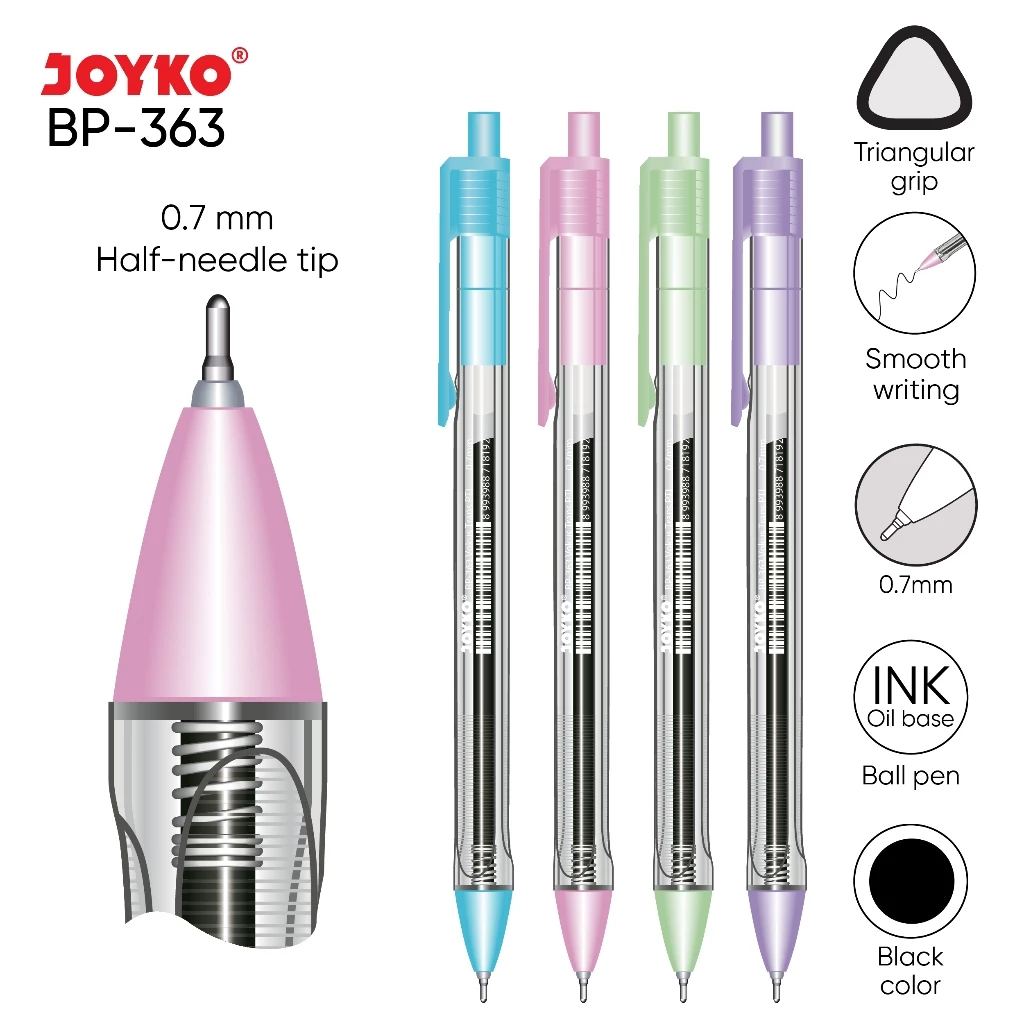 Ball Pen Pulpen Pena Joyko BP-363 Vokus Trans PTL 0.7 mm