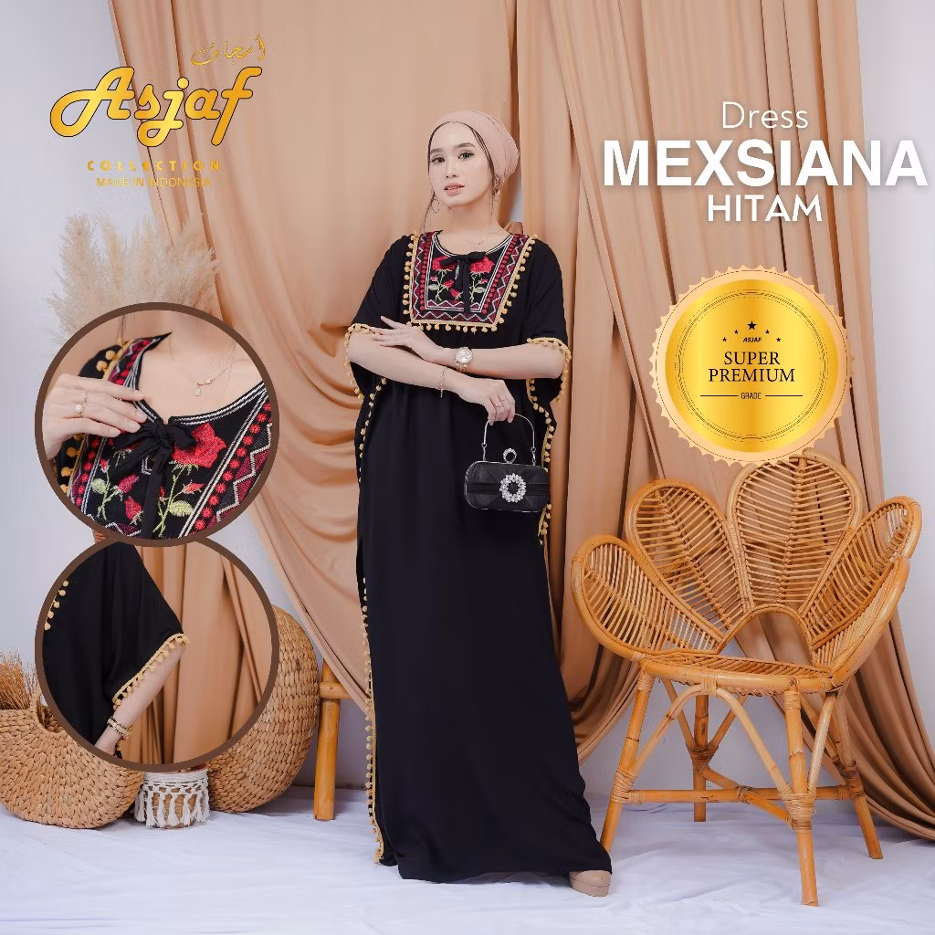 ASJAF - Dress Casual Maxi Super Premium Quality dengan Bahan ASJAF - Rayon Premium + Bordir Tempel y