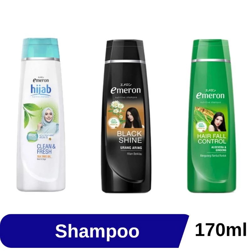 Emeron Shampoo Botol 170ml Rambut Hitam Alami