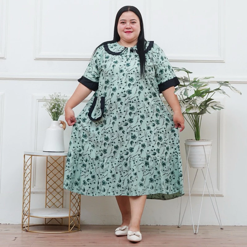 DASTER JUMBO RAYON LD 140 MUAT BB 100KG LENGAN PENDEK BUSUI BUMIL | DASTER RAYON JUMBO MOTIF TERBARU