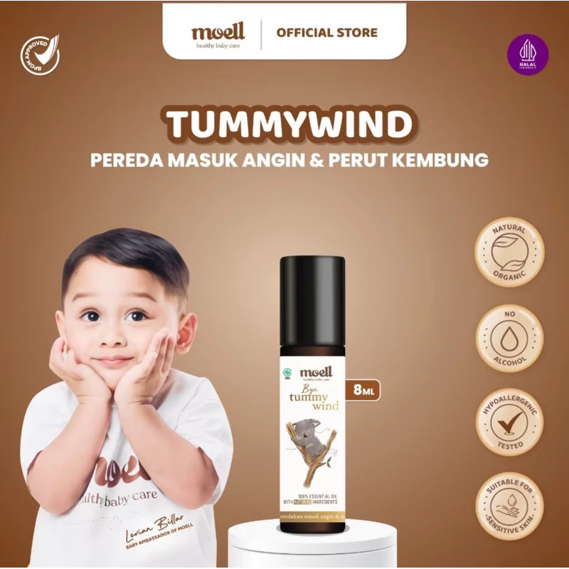 MOELL Essential Oil TUMMYWIND untuk Meredakan Gejala Masuk Angin Perut Kembung atau perut tidak nyaman pada baby anak / aromatherapi / Minyak pijat baby anak / Moel Moell Samarinda smd bpp balikpapan bontang tenggarong banjarbaru banjarmasin Jawa