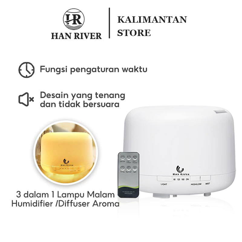 [Pengiriman dari Banjarmasin]HAN RIVER Diffuser Aromaterapi 13W Kapasitas Tinggi 500ml Portable