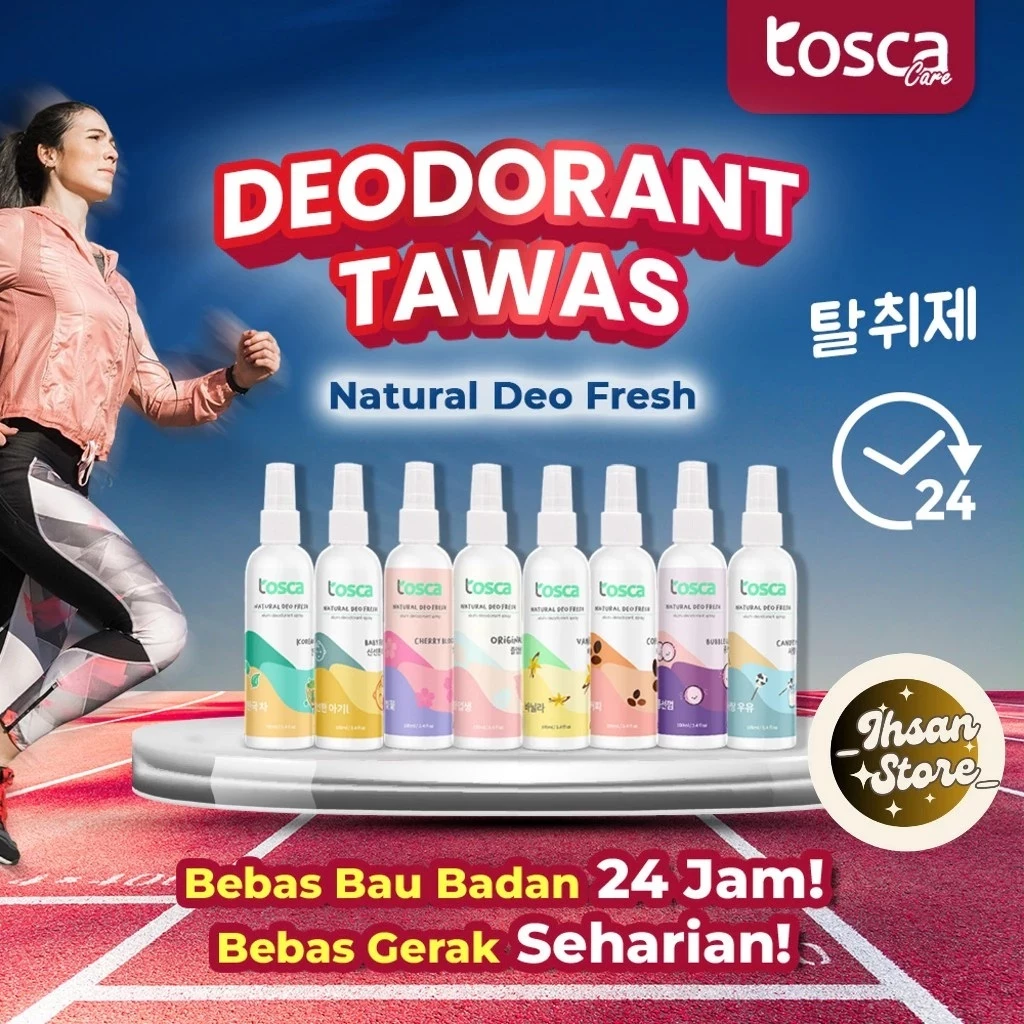 (Banjarmasin - BPOM) Tosca Natural Deodorant Spray 100ml Deodorant Tawas Alami