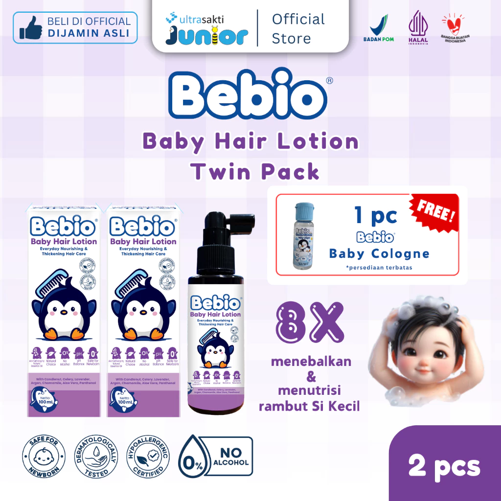 BEBIO HAIR LOTION 100 ML Twinpack isi 2 BEBIO HAIR LOTION 100 ML Twinpack isi 2 | Perawatan Rambut Bayi