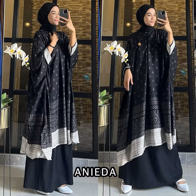Haliza set abaya malaya couple by anieda material rayon premium mix polo linen premium