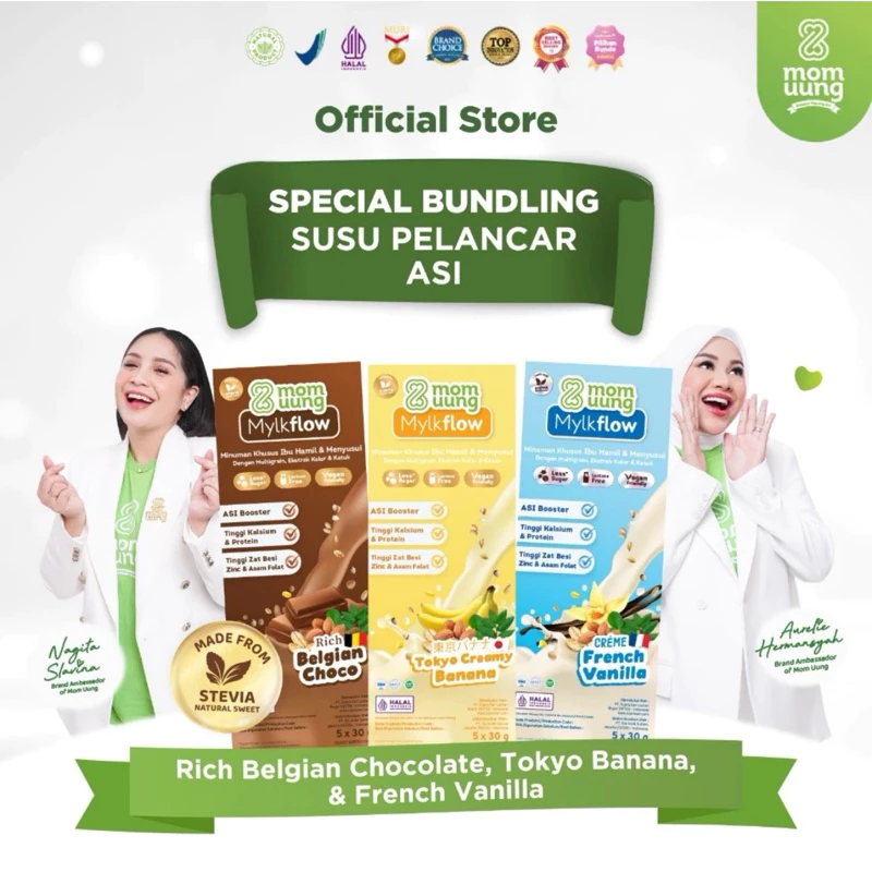MYLKFLOW SUSU MOM UUNG Mylkflow SUSU PELANCAR ASI  Rasa Coklat / Vanilla 1 Kotak isi 6 Sashet Vegan Friendly MomUung Samarinda SMD Balikpapan Bontang Banjarmasin banjarbaru