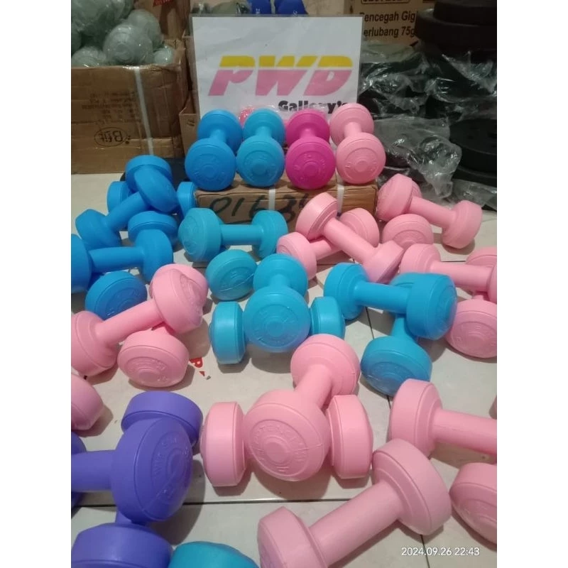 Dumbell/Barbell warna pink - biru - ungu 1kg merk Potence / Stamina Banjarmasin murah