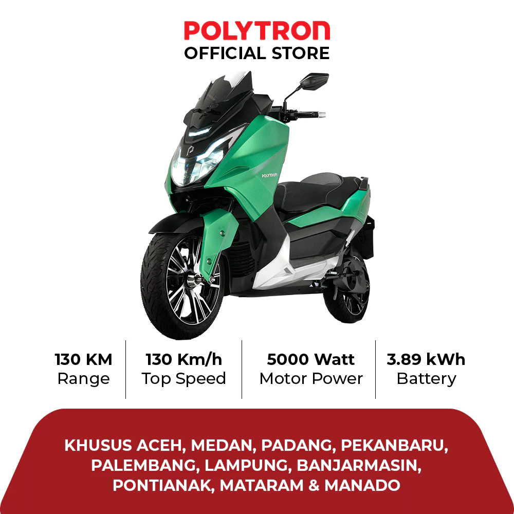 POLYTRON Fox 500 Sepeda Motor Listrik - OTR  Aceh, Medan, Padang, Pekanbaru,Palembang, Lampung,Banjarmasin, Pontianak, Mataram, Manado