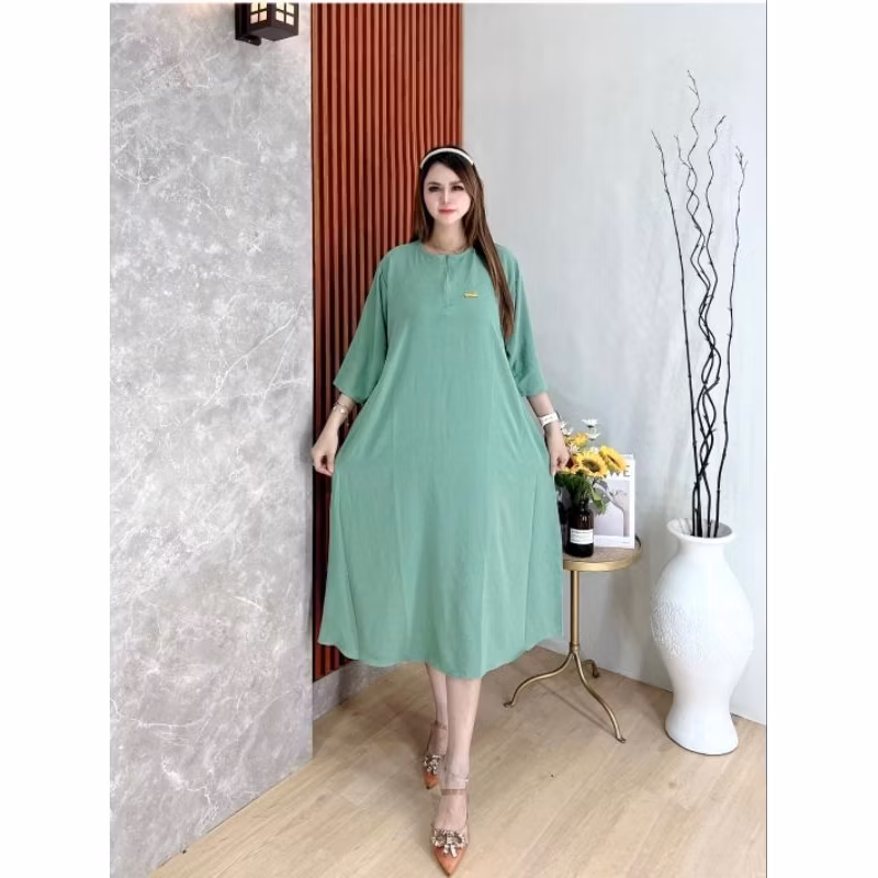 DRESS CRINGKLE AIRFLOW POLOS TANGAN 3/4 BUSUI FRENDLY BUMIL FRENDLY