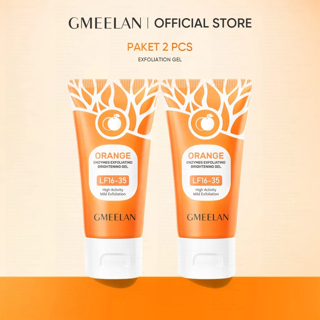 GMEELAN SET Orange Exfoliating Gel Face Blackhead Cleaner Hydrating Gel 50g Peeling Face Mengangkat Sel Mati Mencerahkan Wajah Eksfoliasi