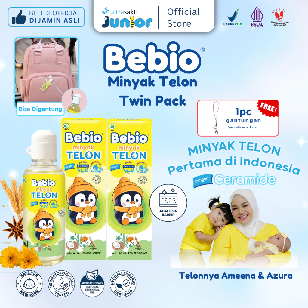 Paket 2 Bebio Minyak Telon Ceramide Original 60ml Free 1 Gantungan Paket 2 Bebio Minyak Telon Ceramide Original 60ml Free 1 Gantungan