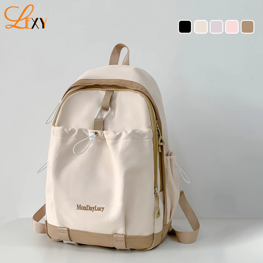 LEXY Tas Sekolah Korean Style Tas Ransel Kuliah Wanita Waterproof Backpack Laptop 14 Inch
