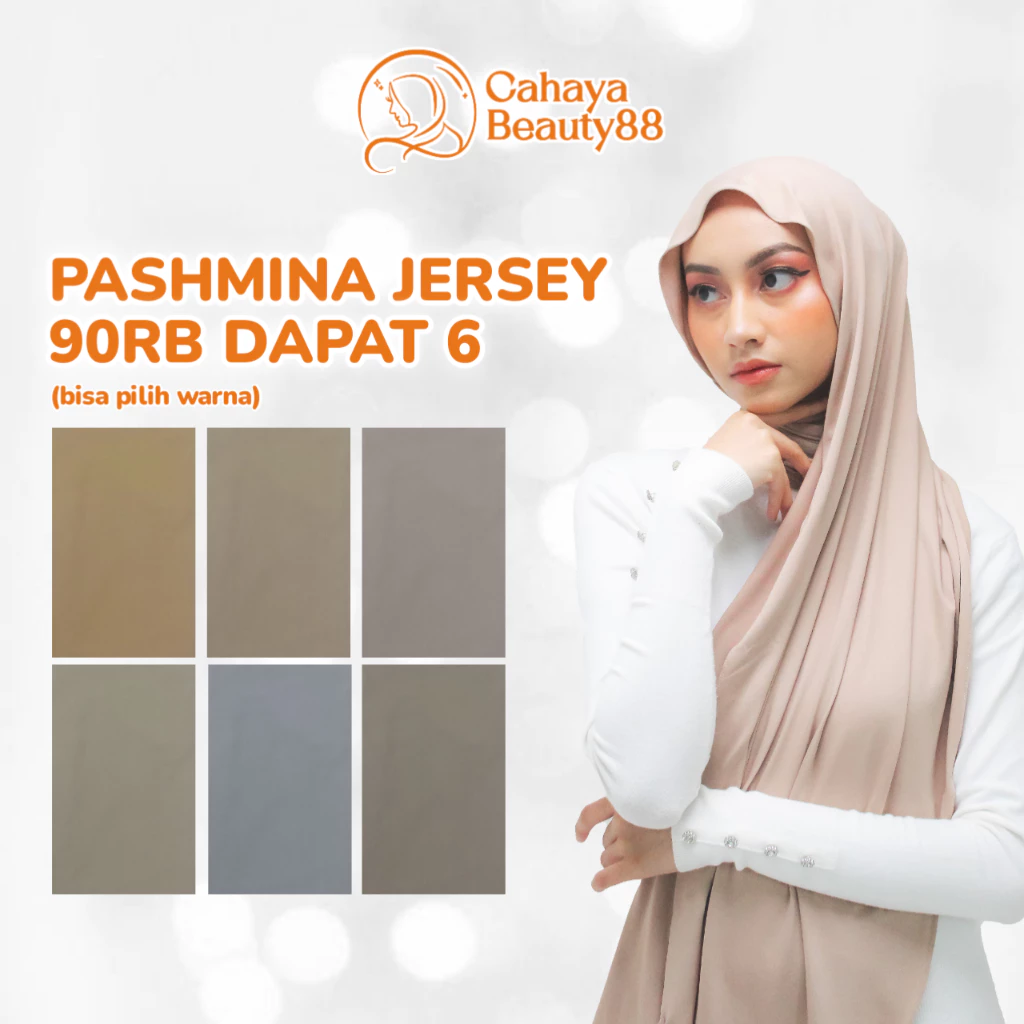 (90Rb Isi 6) Pashmina Kaos Jersey Hijab Jilbab Pasmina Premium  - Warna Lengkap