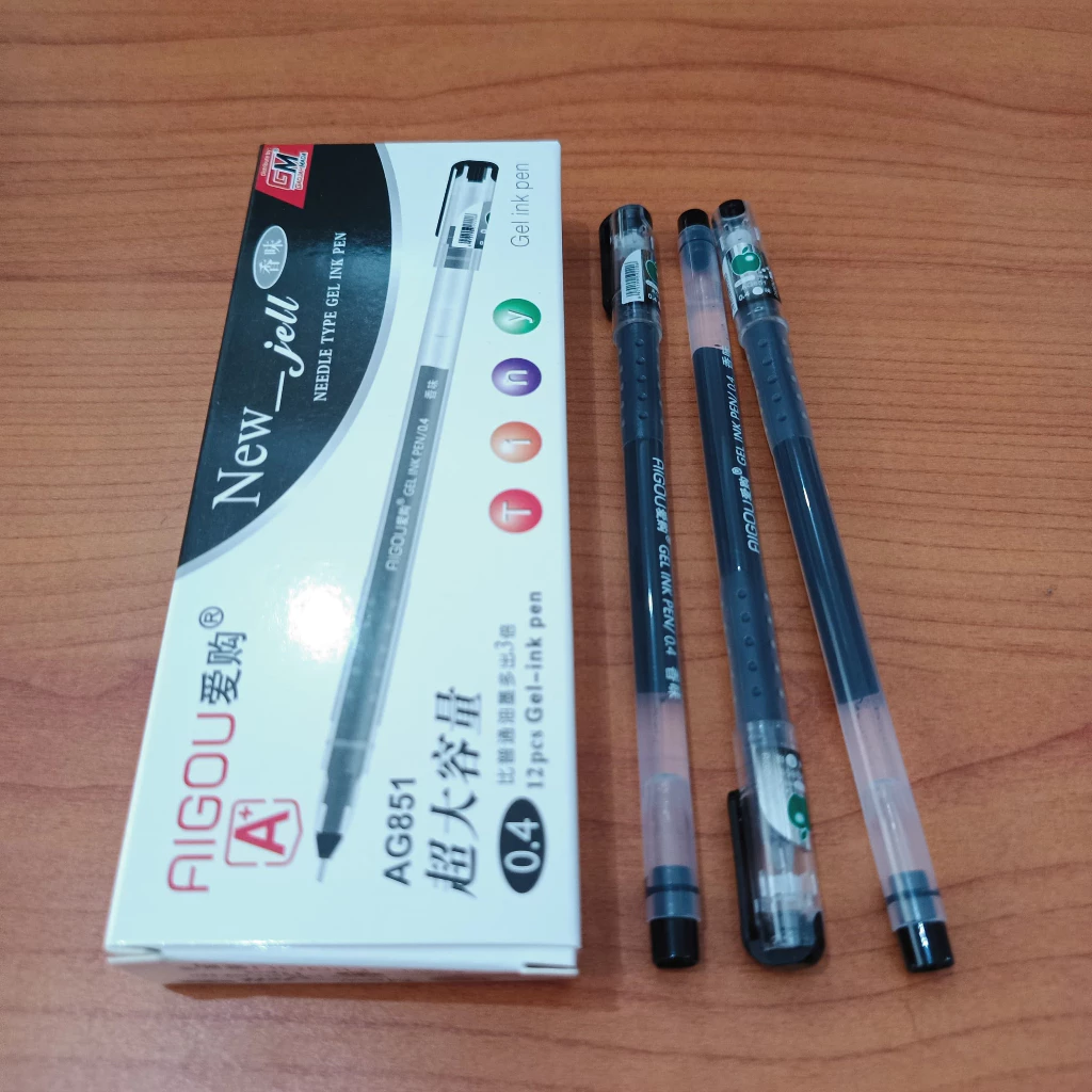 (1 PACK=12PCS) Bolpen / Pulpen NEW GEL Apel AIGOU Original 0.4
