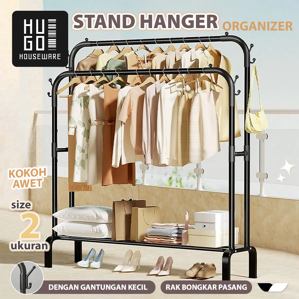 12. HUGO Stand Hanger Gantungan Baju Berdiri Premium