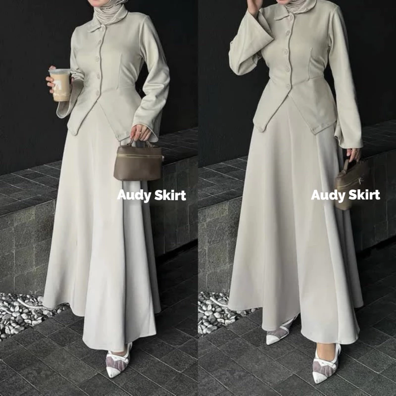 Korean Loose Maxi Skirt Rok Wanita Anti Kusut Polyester - Rok Flare Wanita - Rok