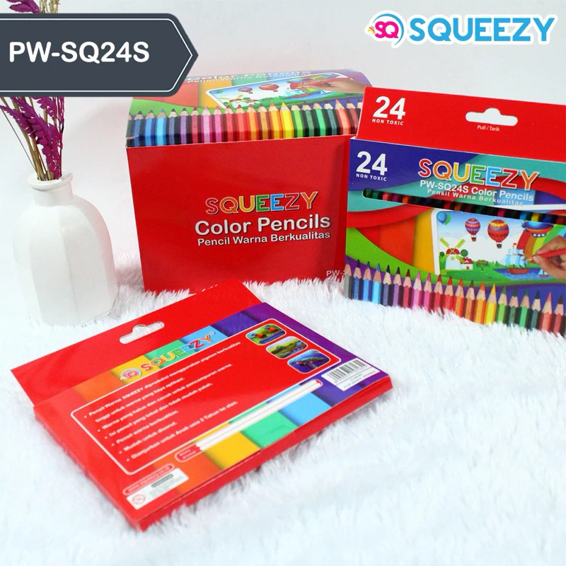 Color Pencil / Pensil Warna Squeezy 24 Warna PENDEK PW-SQ24S / 24 Warna