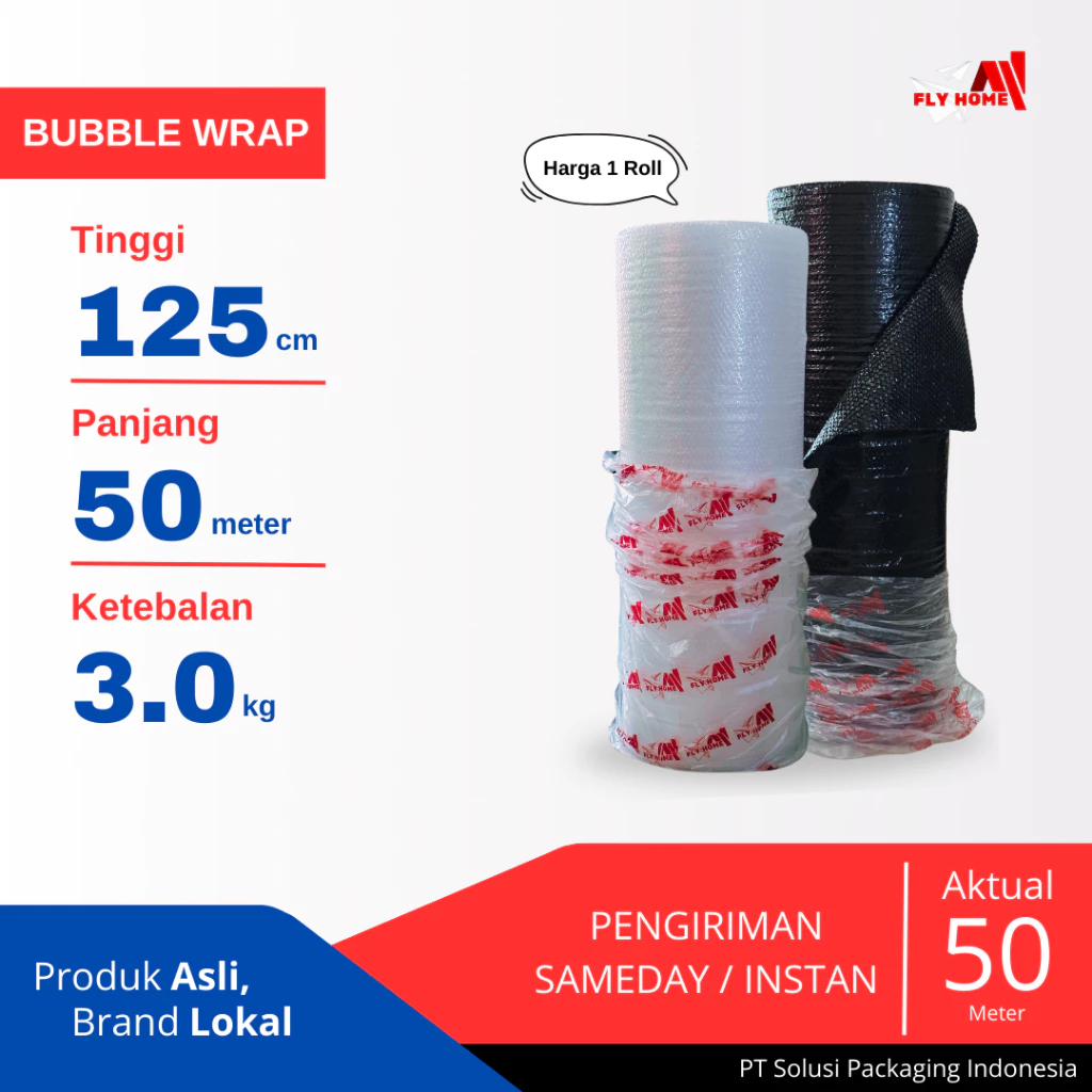 FLYHOME Bubble wrap hitam putih 3kg Plastik Bubblewrap 1 Rol top quality