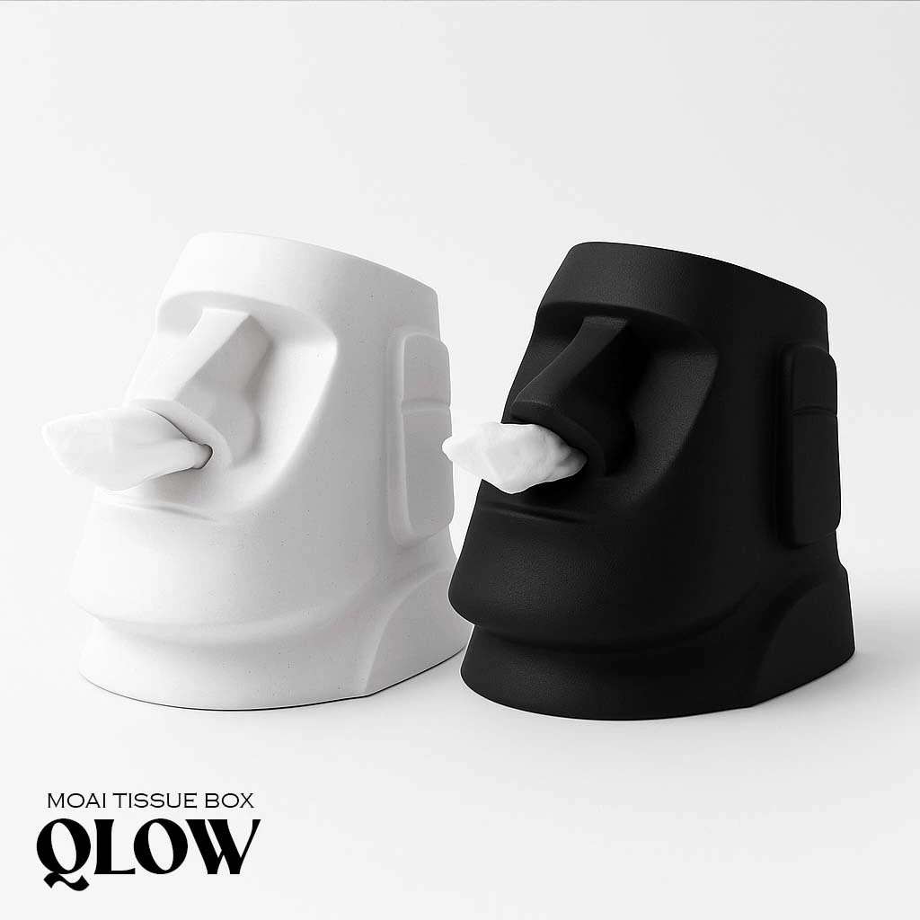 Tempat Tisu Karekter Unik Estetik MOAI Box Tissue Emot Kepala Batu
