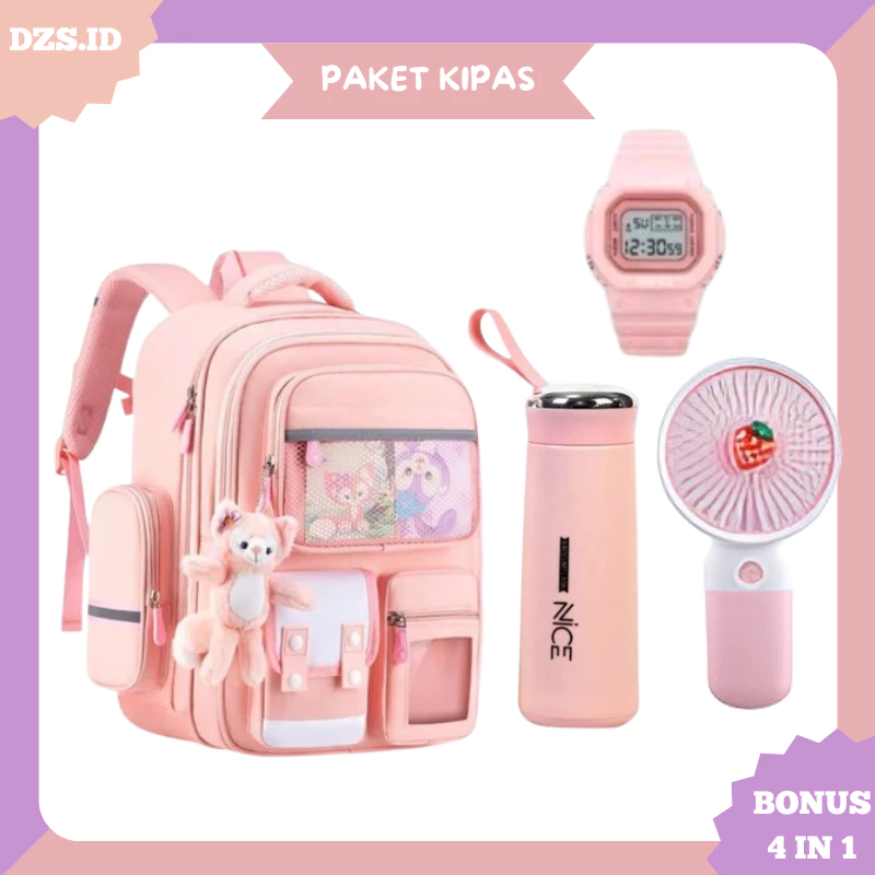[ PAKET KIPAS] Tas Ransel Anak Perempuan FOX Bags Tas Sekolah Anak Free Botol Minum KIPAS Jam Tangan Lucu BISA COD No