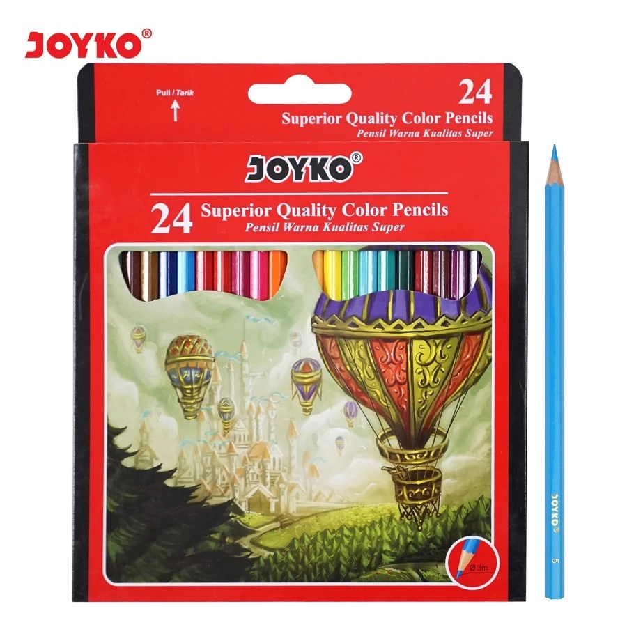 Pensil Warna Joyko 24 Warna Panjang Cerah Aman