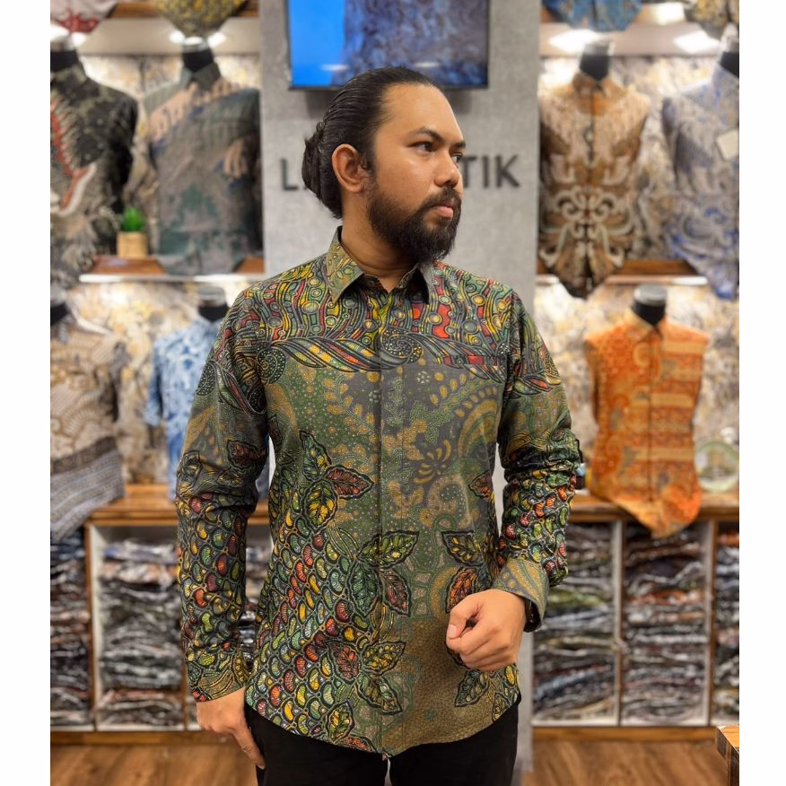 Lano Batik Semi Jas Motif Kerang Laut Bahan Katun | Kemeja Batik Pria Lengan Panjang |