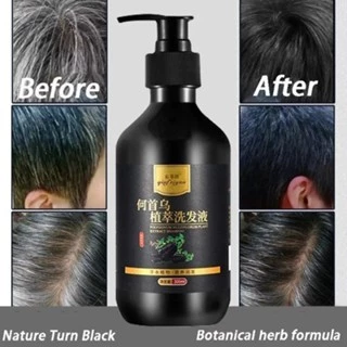 Shampo Penghilang Uban 300ml Permanen Penghitam Black Herbal Natural Polygonum Multiflorum Anti Ketombe Anti Rambut Rontok Dan Mengontrol Minyak Shampoo Uban Menjadi Hitam