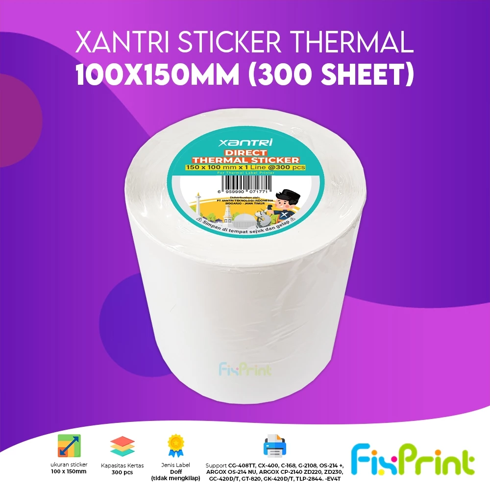 57. Stiker Thermal Label Barcode Label Resi Thermal 100 x 150mm