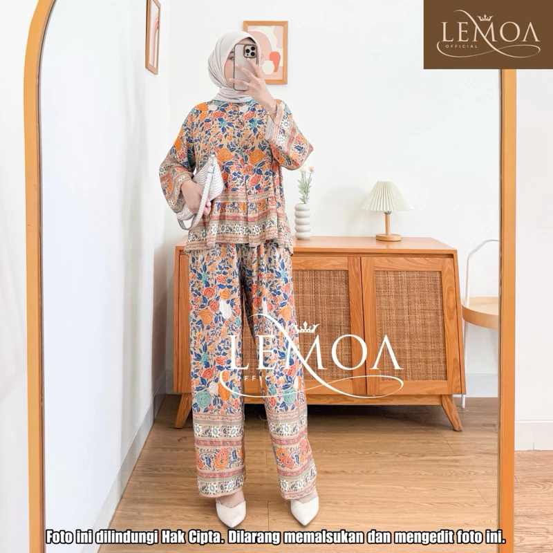 Hania Oneset Rayon Celana Kulot Atasan Rempel Setelan Muslim Panjang