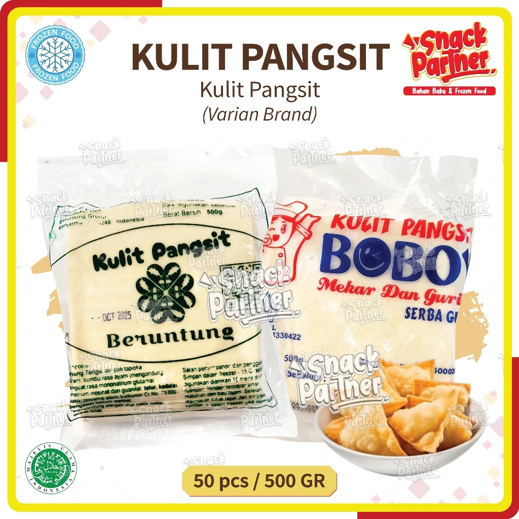 KULIT PANGSIT 50 Lembar / 500 GR - BERUNTUNG BOBOY - HOMEMADE BANJARMASIN FROZEN FOOD