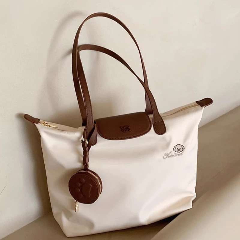 Tas Tote Wanita Korea Anti Air Besar Resleting untuk Kerja Sekolah Laptop 13 Inch