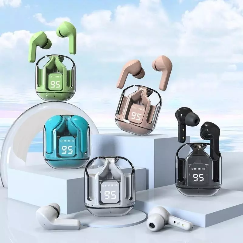 Headset Bluetooth TWS Air31 TWS Air31 Ultrapods A31 Wireless LED Display Transparan Hifi Stereo Microphone In Ear Earbuds Stylish Noise Canceling