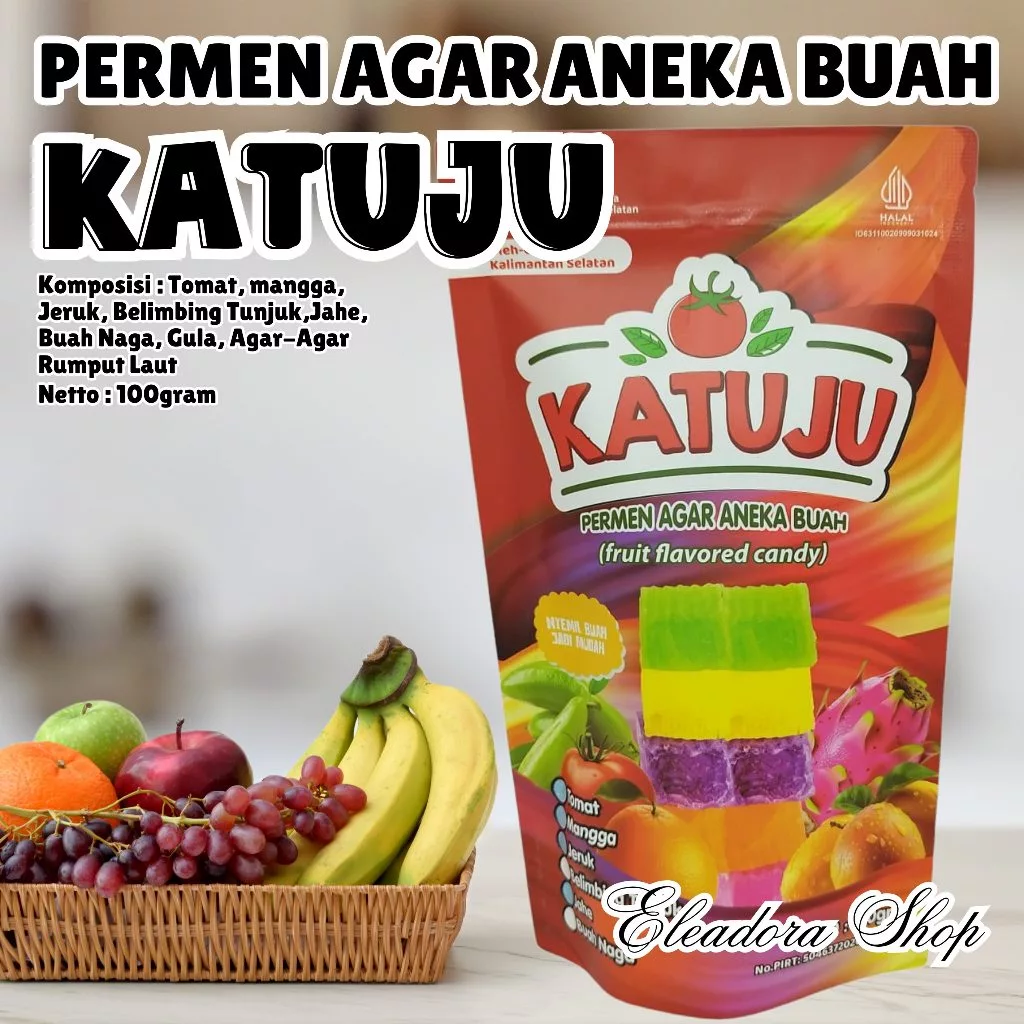 Permen Agar Aneka Buah Merk Katuju Khas Banjarbaru - Kemasan Standing Pouch