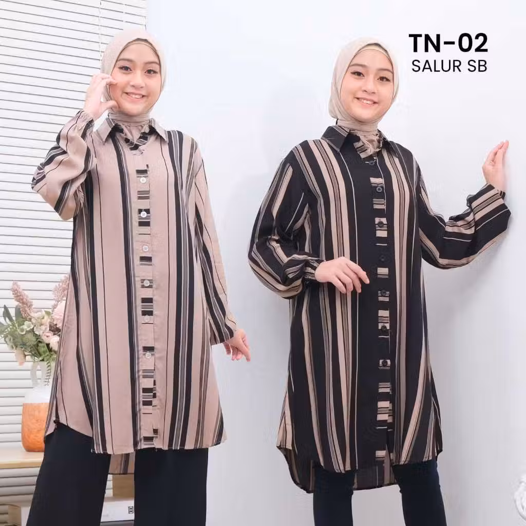 Trend TN-02 Tunik Rayon Armor Premium LD110 LD120 Oversize Atasan Wanita Lengan Panjang Karet