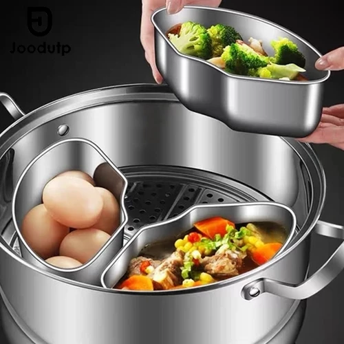 JOODUTP Wadah Kukusan Makanan Stainless Steel Wadah Kukus Bentuk Kipas Serbaguna