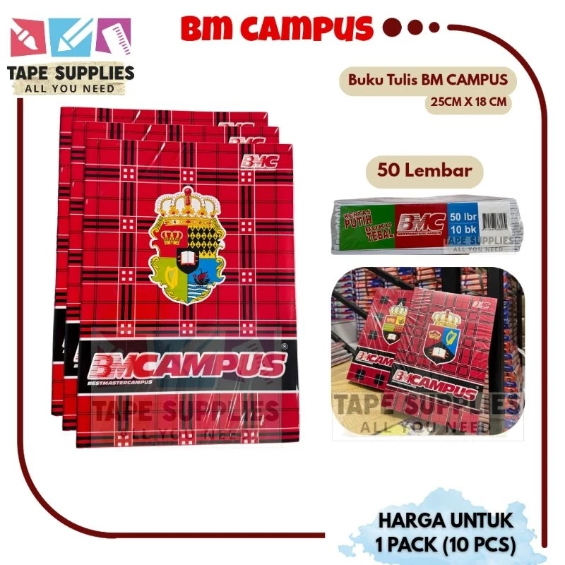 (1 PACK) Buku Tulis BMCampus 50-100 Lembar / BUKU TULIS UKURAN BESAR