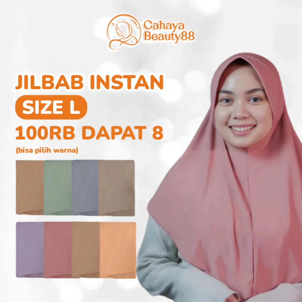 (100Rb Isi 8) Jilbab Instan Kerudung Hijab Bergo Sport Size L - Warna Lengkap