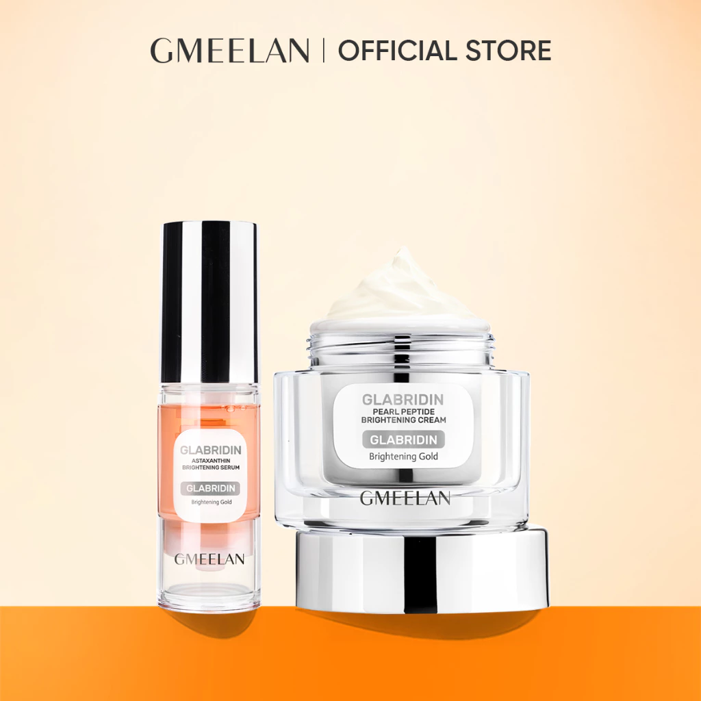 Gmeelan SET Glabridin Pearl Peptide Brightening Cream 30g + Glabridin Astaxanthin Brightening Serum 30ml Plant Essence Double Cabins Lock Fresh One-Pump Activation