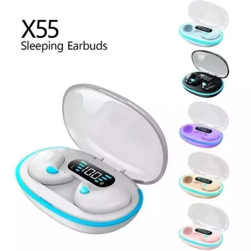 [Bingz] TWS X55 Headphone Tidur Headset Bluetooth Gaming Peredam Kebisingan Aktif yang Keren