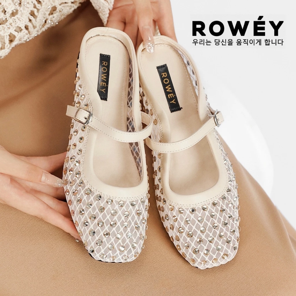 Rowey Sepatu Flat Shoes Wanita Mesh Mewah Paula