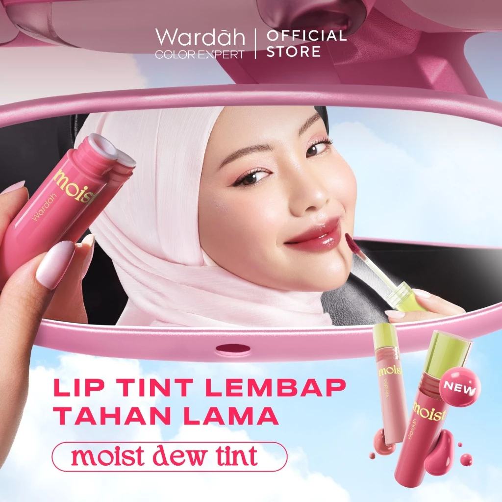 WARDAH Lip Tint Moist Dew Tint 3 g - Bibir Lembab - Tahan 24 Jam - Liptint Lip Stain Lipgloss Lip Matte Lipstik Lip Cream Lipcream - Liptin Anak Sekolah - Glossy Longlasting Waterproof - Makeup
