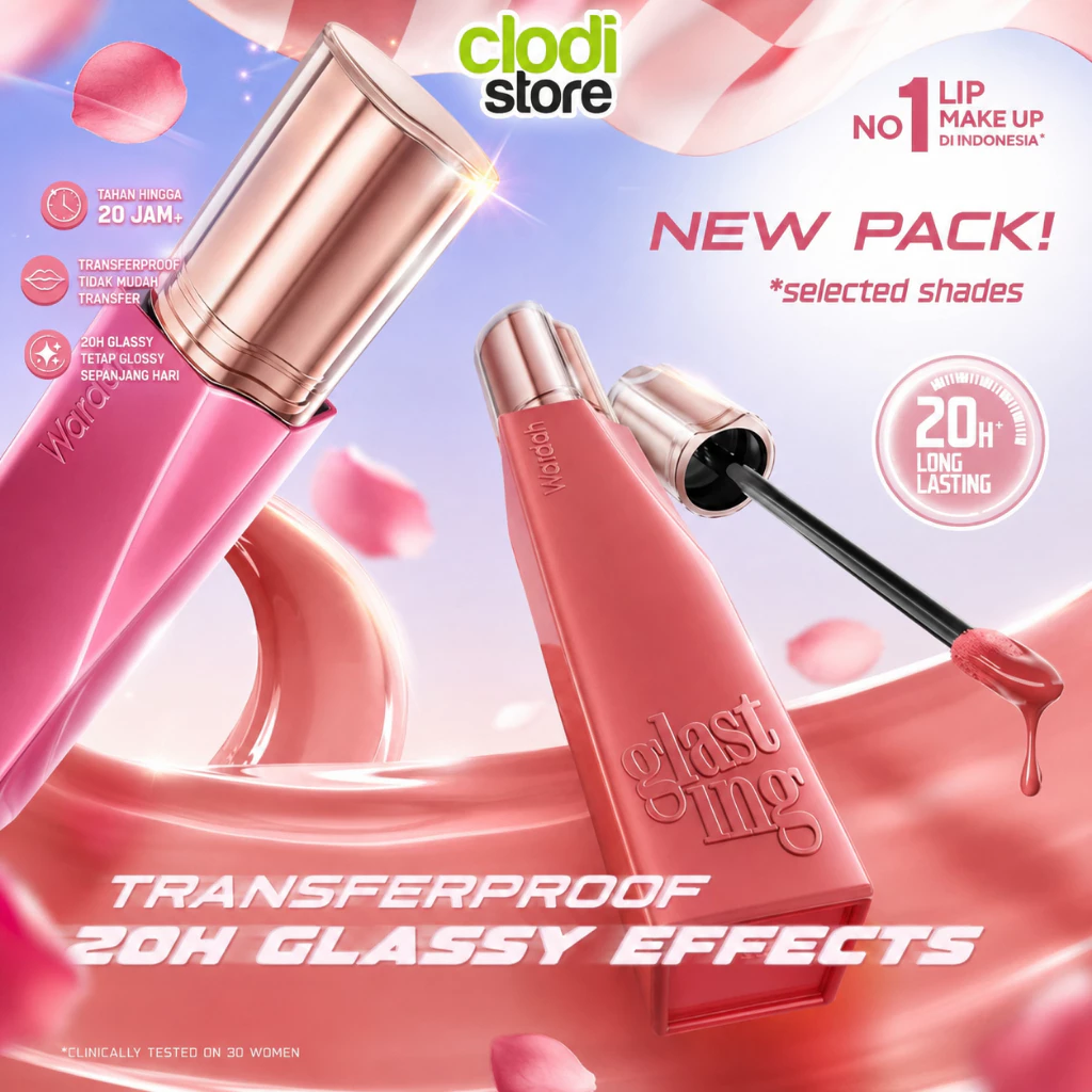 Wardah Glasting Liquid Lip Hi-Pigmented Glass Color Ringan Tidak Lengket Lip Cream Lipcream
