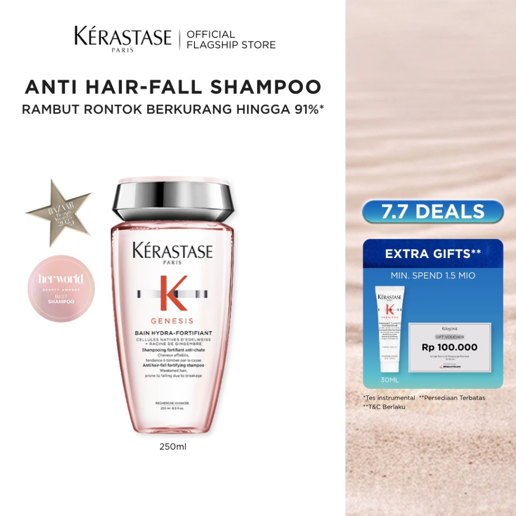 Kerastase Bain Hydra Genesis 250ml Anti Hair Fall Shampoo (Normal Hair) - Shampoo untuk Rambut Rontok & Patah (Helaian Normal)