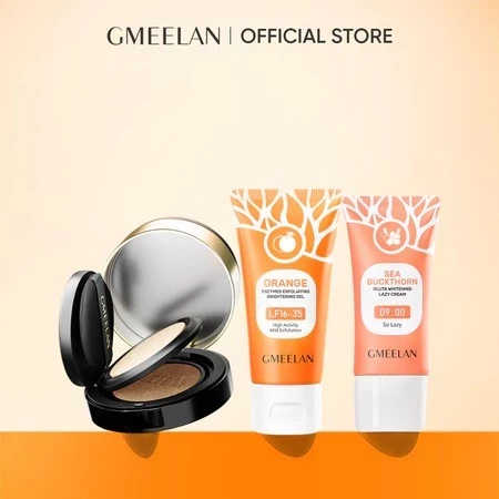 GMEELAN SET Gel Pengelupasan 1 Menit 50g + Krim Siang Pemutih 30g + Black Truffle PCA Zinc Antioksidan AIR CUSHION 7g+10g