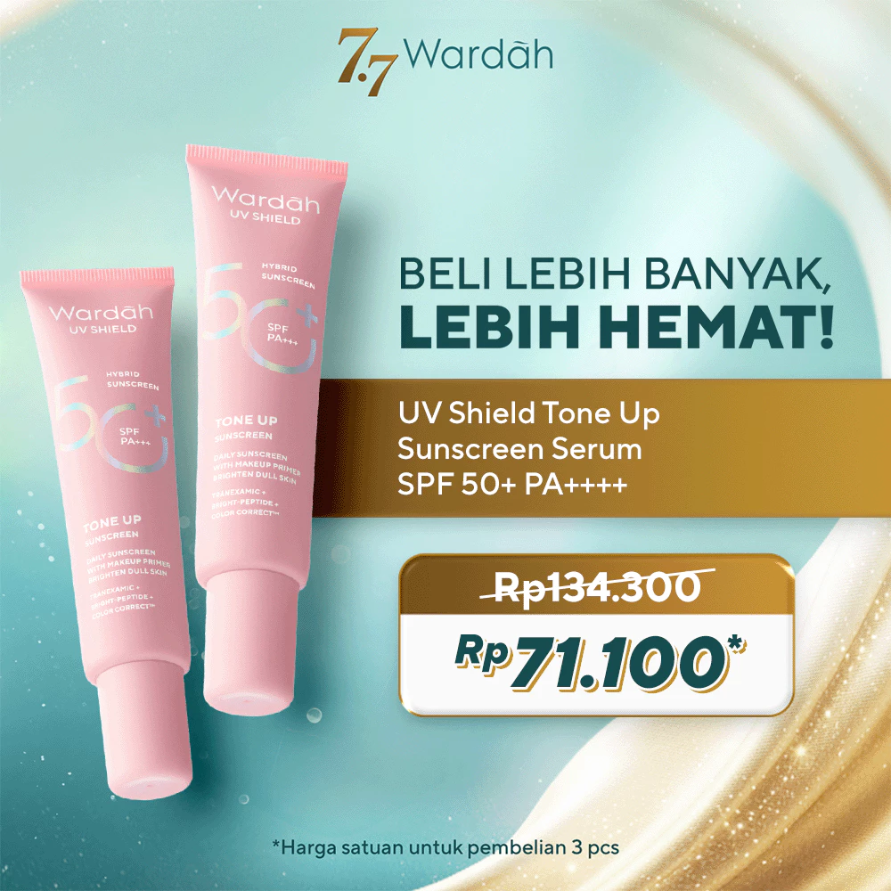 Wardah Sunscreen UV Shield Tinted Tone Up SPF 50 PA 30 ml - Makeup Primer, Base Make Up, Mencerahkan Wajah, Samarkan Noda Hitam, Tidak Lengket, Cepat Meresap - Sunscreen No. 1 Sunscreen of the Year - Skincare