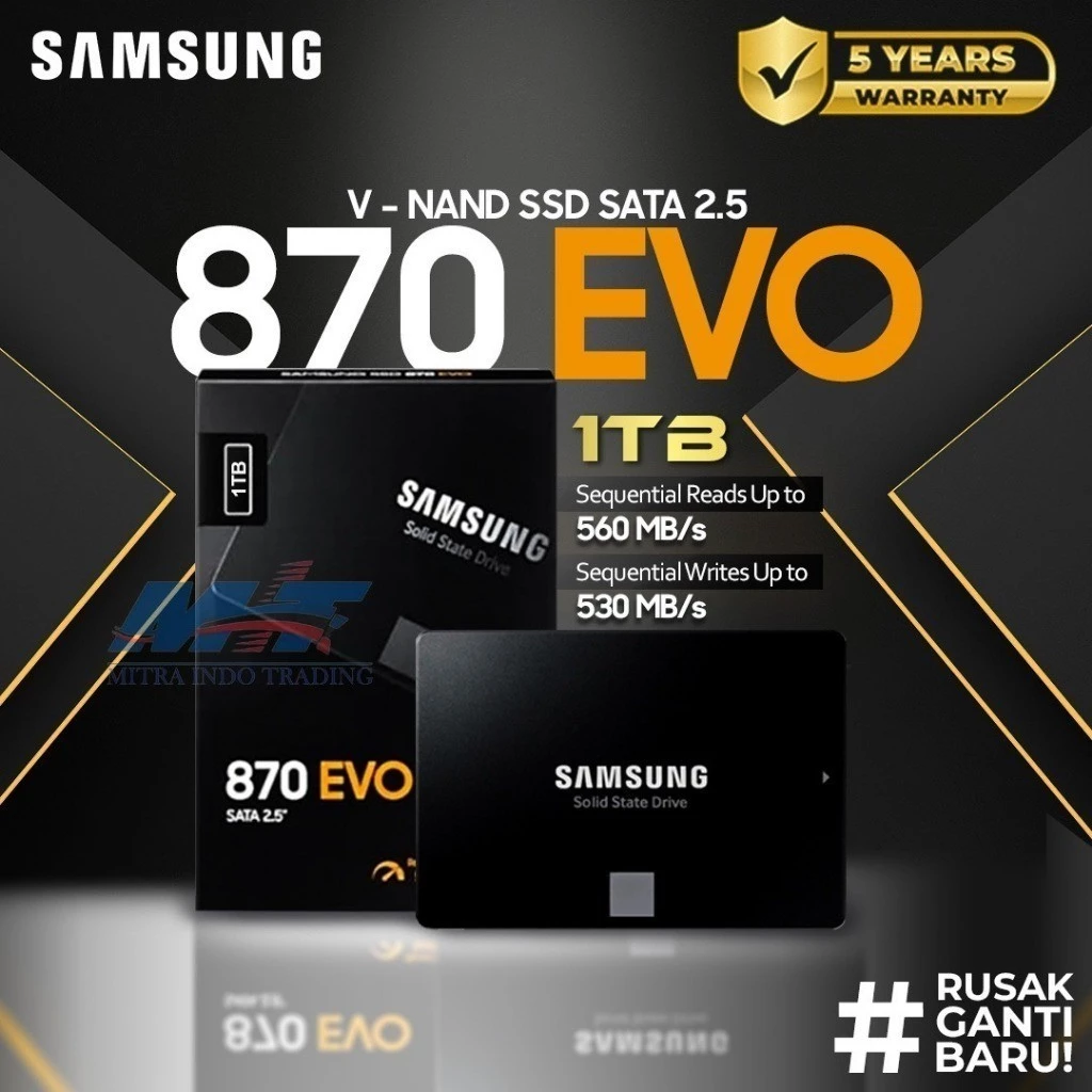 SSD Samsung 870 EVO 500GB/1TB - SSD Internal 2.5" 3D Nand SATA III Garansi 5 tahun