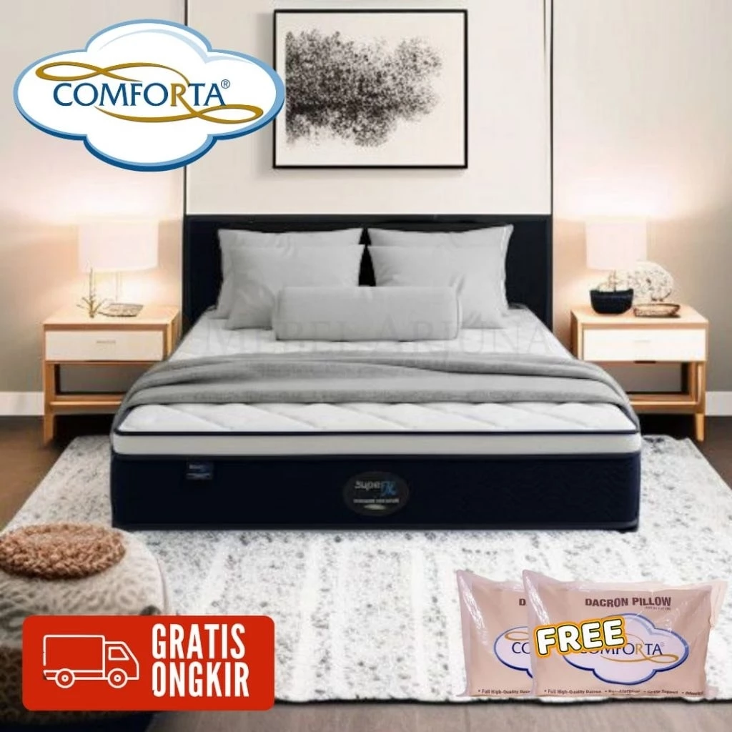 Matras Comforta Superfit Neo Pocket Pro 90 100 120 140 160 180 200, Full Pocket, Anti Guncang, Kasur Extra Nyaman , Desain mewah, Stylish