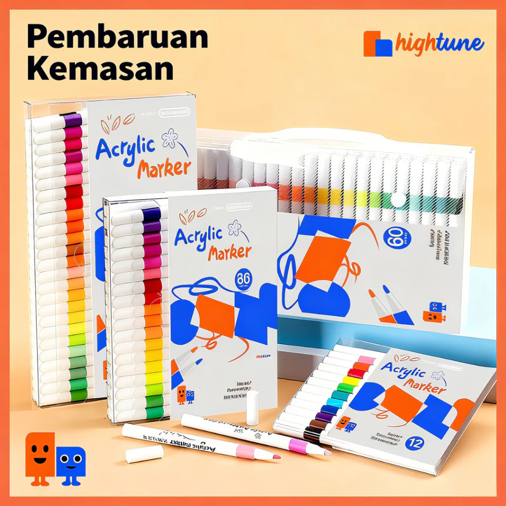 Hightune Acrylic Marker Set Spidol Akrilik DIY Painting Spidol Pastel Pulpen Highlight Drawing Warna